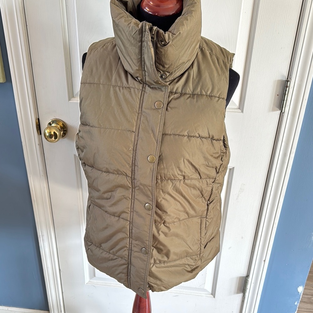 Old Navy Tan Quilted Vest with High Collar